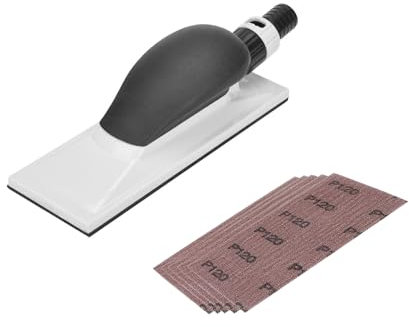 Lcyen Smerigliatrice manuale con aspirazione, 51 fori, 200 x 70 mm, incl. 6 pezzi blocchi abrasivi, strisce abrasive a rete, , grana P80 P120 P180 P240 P320 P400, per cartongesso, lucidatura legno