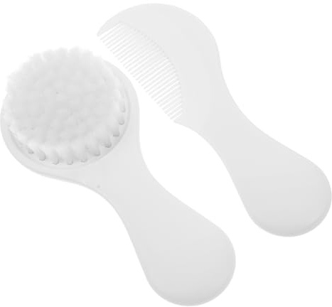 VICASKY 2pcs Infant Hair Brush and Comb Set, Soft Plastic Bristles for Gentle Scalp Massage, Cradle Cap Removal, Baby Grooming Kit for Newborn Boys