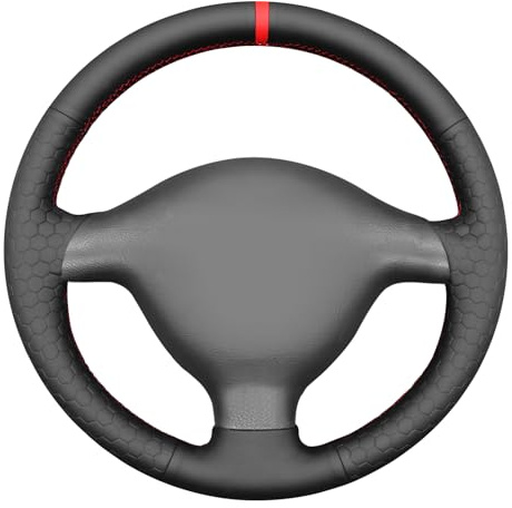 MEWANT Lenkradbezug Kompatibel mit Golf 4 für Passat B5 für Polo MK6 für Seat Leon 1M für Fabia 1(6Y) Hive Kunstleder per Hand Nähen Lenkradschoner | Passat B5 / Polo MK6 / Seat Leon 1M / Fabia 1(6Y) Hive / Hand Nähen Lenkradschoner Kunstleder Atmungsaktiv Langlebig