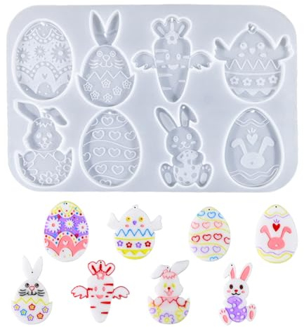 Stampi in Silicone per Ciondolo Pasqua, Stampo in Silicone Uova Pasqua, Stampi Silicone per Colata Ciondolo Uova, Stampo Silicone per Ciondolo Uova per Regali Pasquali Fai Da Te