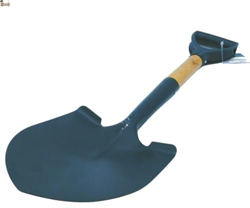 BricoLoco.com Pala pequeña y portátil para jardinería, Nieve, Obra pequeña, jardín. Pala Metal tratada térmicamente, Mango Madera, Agarre Antideslizante. 68x15,5 cms. para Llevar en el Coche