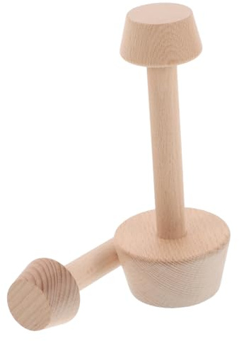 COLLBATH Molde Para Tartaletas De Madera Doble Cara 2 Piezas Grande y Pequeño Moldeador De Masa Apisonador Prensador Versátil Para Repostería Casera Cocina Horno