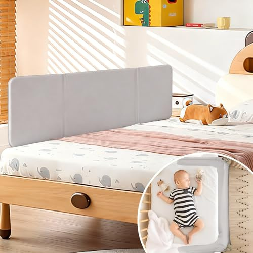 Ollewiellan Griglia per letto a molle, pieghevole, 180 cm, protezione da cadute per bambini, altezza regolabile, montaggio rapido, colore: grigio