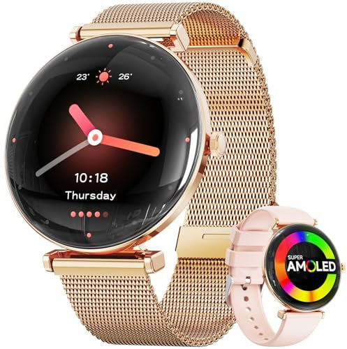 Smart Watches for Women Men, 1.43 Curved Light Thin HD AMOLED Screen Display Smart Watch with Heart Rate/Sleep Monitor, 110+Sports IP68 Waterproof Step Counter Smartwatches for Android iOS(RoseGold)