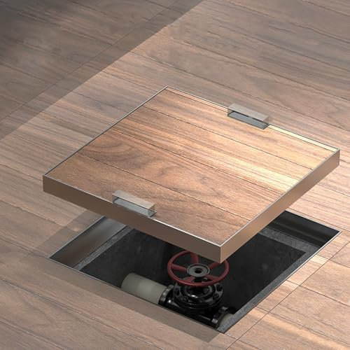 Couvercle de puits encastré en acier inoxydable avec poignée rétractable facile inspection couvercle de fosse septique carrée capacité de charge 2,6 tonnes 40 x 40 cm