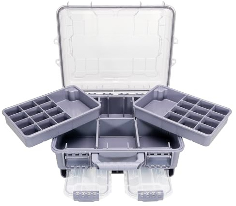 Seaknight 3-stöckige wasserdichte Angelausrüstungsbox, sicheres Schloss, langlebiges ABS und verstellbare Fächer, Aufbewahrungs-Organizer für Karpfen, Barsch, Süß- und Salzwasser Angelausrüstung