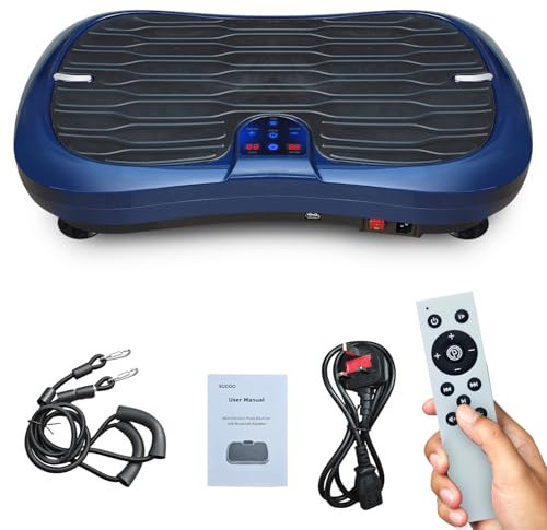 Piastra vibrante, piastra vibrante per sport a casa con 2 bande di resistenza, altoparlante Bluetooth, 99 livelli di intensità, 5 programmi di allenamento, body building, muscolo