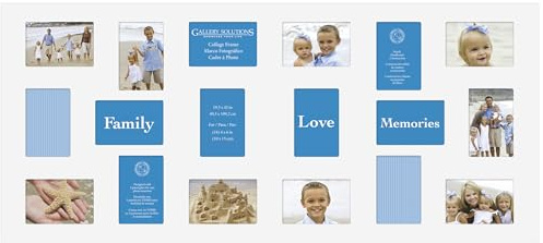 Wallazz Cornice portafoto multifoto da parete in stile moderno per 18 foto 10x15cm, Dimensione 109x47cm, Colore Bianco