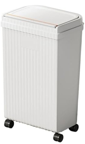Cubo de basura moderno for interiores, cubo de basura de cocina con ruedas, 20 litros/5,2 galones, tapa a presión, contenedor de basura de plástico for baño, sala, oficina, garaje. ¡Aprovecha más espa