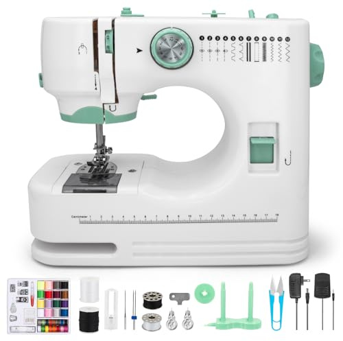 Sewing Machine for Beginners – Portable Electric with 12 Built-In Stitch Patterns, 6 Presser Feet, Foot Pedal, 2-Speed Control, Fast Sewing for Clothes, Fabrics, DIY & Home Use