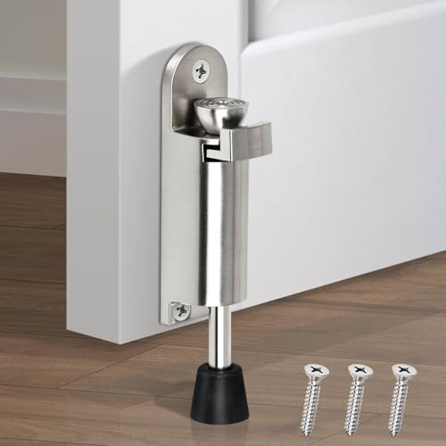 Door Stop, Kick Down Door Stopper, Heavy Duty Door Stops Indoors Outdoor Kickdown Doorstop with Rubber Tip, Door Holder to Keep Doors Open (Zinc Alloy, Silver)
