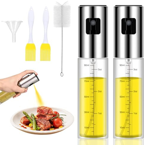 Öl-Spray für Küche, 2 Stück, 100 ml, Ölspray, Ölspray, Küche, Lebensmittel, für Fritteuse, tropffrei, geeignet für Grill und Grillen