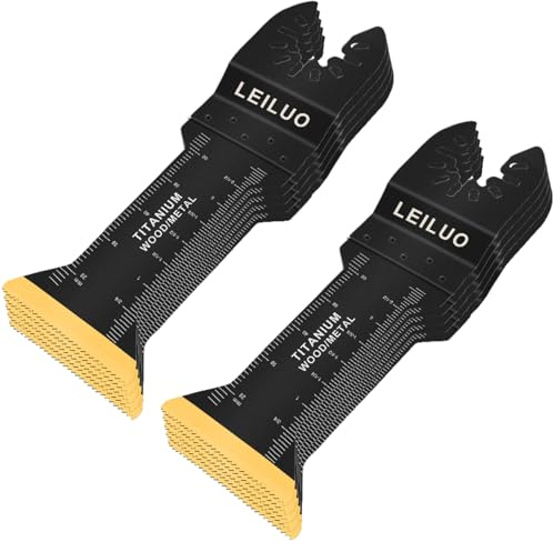 LEILUO 10 Pcs Titanium Extra-Long Oscillating Multitool Blades 70 mm Universal Multi Tool Accessories for Wood Nails Compatible with DeWalt Makita Ryobi and More