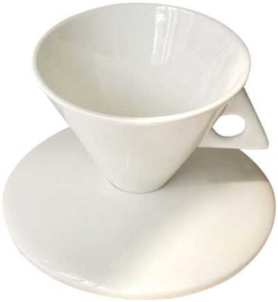 Cabilock Set Tasse à Café et Soucoupe Céramique Blanche pour Thé Espresso Latte Design Simple et Maison Café Restaurant