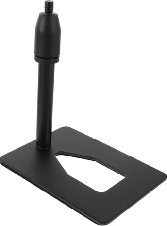 Tischmikrofonständer mit Metallfuß, Universeller Mikrofonhalter Schwarz | Desktop Ausführung, Rechteckige Form, Platzsparendes Design, Stabile Konstruktion, für Gesang und Karaoke