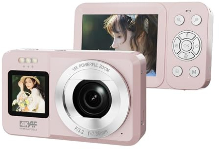 Appareil photo numérique 18X Zoom 4K 64MP Double écran Selfie Vloggings Portable pour étudiants jeunes pour Voyage