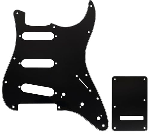Musiclily Pro 11-Hole ST Guitar Pickguard and Backplate Set for Squier Sonic Strat SSS Electric Guitar, 3ply Black