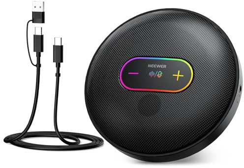 NEEWER UM04 USB Microphone, AI Cancelling Desktop Omnidirectional Condenser Mic with 48KHz/24Bit Mute for Online Meeting Recording Skype Teaching Windows Computer Laptop PC Mac Phone (Not Speaker)