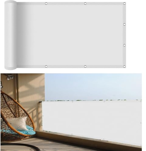 Tenda a Vela Impermeabile Tenda a Vela Rettangolare 220 x 400 cm Multiuso, Parasole, con Fune Telo Ombreggiante Quadrato Impermeabile Rete Parasole, per Giardino, Balcone, Bianco