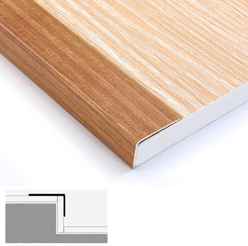 Generisch Treppenkantenprofil, Treppenkantenprofil, 36 Zoll Treppenstufen-Übergangsleiste, L-Formteil für Hartholzböden/Laminat (Gelbe Eiche, 2 x 3,5 cm)
