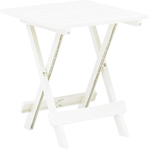 Mandloder Gartentisch Klappbar Weiß 45x43x50 cm, Robuster Kunststoff Klapptisch für Balkon, Terrasse, Garten, Platzsparende Outdoor Möbel, pflegeleicht