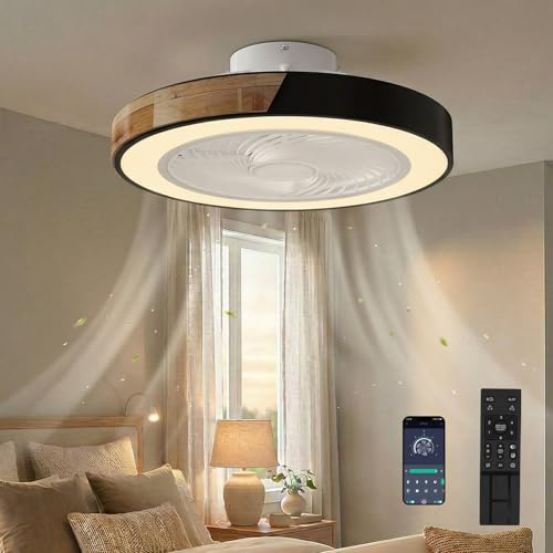 DATO Ventilateur de plafond avec éclairage, 3 températures de couleur et 6 vitesses, ventilateur de plafond LED avec lampe, silencieux et à intensité variable (A)