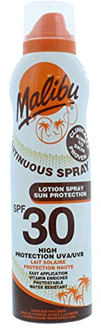 Malibu Sun SPF 30 Continuous Lotion Spray Sunscreen, Vitamin Enriched, Water Resistant, 175ml