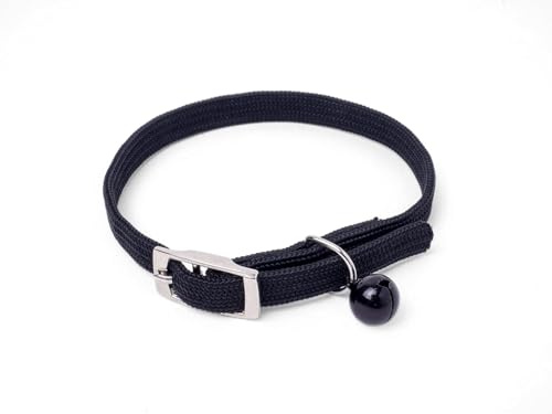 Petface Collar de Gato de Nailon elástico con Clip de Seguridad, Color Negro