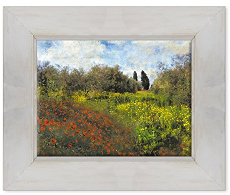 ConKrea Quadro su Tela Canvas INTELAIATO - con Cornice - Claude Monet - IMPRESSIONISMO - Arte Moderna - 30x40cm - Stile Country Bianco Shabby - (cod.208)