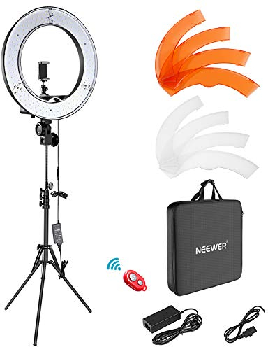 NEEWER Luce ad Anello LED 48cm Esterno 55W 5600K Dimmerabile con Stativo di Luce, Ricevitore Bluetooth per Smartphone, Youtube, TikTok, Autoritratto