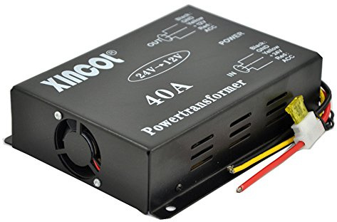 XINCOL® Auto-Leistungsverstärker DC/DC 24 V zu 12 V Konverter 40 A 480W Watt Abwärtskonverter Abwärtswandler Tragbares Netzteil Modularer Spannungsregler mit vollem Schutz RAM-Draht