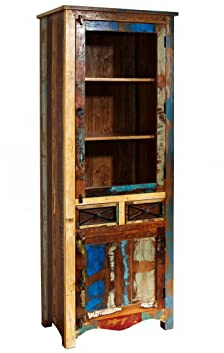 MASSIVMOEBEL24.DE | Vitrine Altholz 73x45x200 Mehrfarbig lackiert Nature of Spirit #115