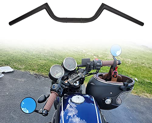AnXin Motorcycle 7/822MM Handlebar Cafe Racer Ace Clubman Style Handlebars Universal For Custom Application Bobber Black