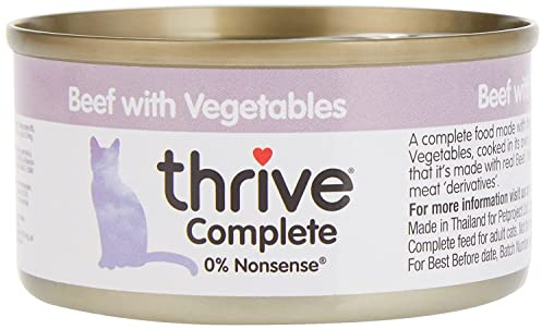 thrive Katze Complete - 100% Katzenvollnahrung Rind mit Gemüse (12-er Pack)