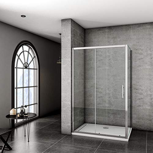 1200x700mm Sliding Shower Door Modern Bathroom Shower Enclosure Cubicles + Side Panel + Tray + Free Waste