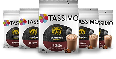 Tassimo, 40 Dosettes Le Choco goût Caramel Beurre Salé, Savoureux &Gourmand | Compatibles avec les machines TASSIMO, 40 chocolats Caramel Beurre Salé Colombus, 5 packs de 8 dosettes