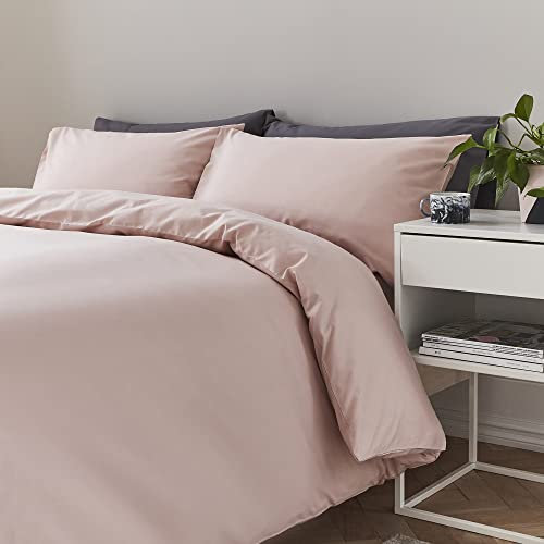Silentnight 100% Cotton Single Duvet Cover Set – 180 Thread Count Quilt Bedding Duvet Set with Matching Pillowcase, Machine Washable and Button Fastening – Single – 135 x 200cm – Blush Pink