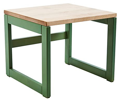 kundler home Kinderhocker, Kinderbank oder Kindergartenbank 37 x 37 cm, aus Massivholz, ideal als Stuhl im Kinderzimmer, bereits montiert, Mod. Josef in Matcha Grün, aus echtem Birkenholz