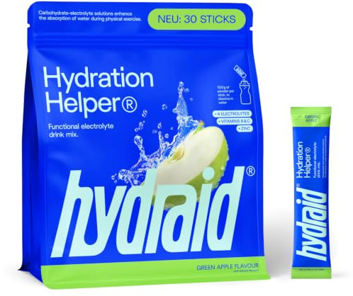Hydraid Hydration Helper® GREEN APPLE - Elektrolyt Pulver, 30 Sticks | 1115 mg Elektrolyte pro Stick mit Natrium, Kalium & Magnesium – für Sport, Alltag und Hitze - Apfel Geschmack