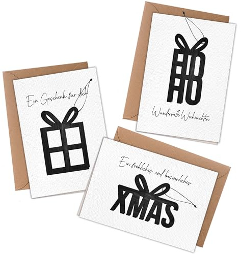 Papierdrachen 3 Klappkarten mit Holzanhängern zu Weihnachten - zum Beschriften und Verschenken - Weihnachtsgrüße - XMAS Set 01