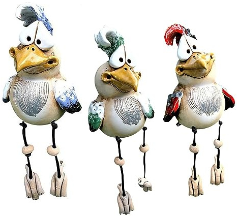Lusacy Huhn Deko Garten Keramik, 3pcs ühner Deko Gartendeko Für Draußen Figuren, Huhn Gartendeko, Keramik Huhn Tierfigur Gartenstecker Keramikfigur Handarbeit Ornament
