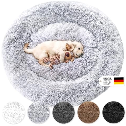 Wahre Tierliebe Hundebett Fluffy Wolke - Das Original, mit waschbarem Bezug Hundekissen, Hundekorb, Flauschiges Hundebett für große, mittelgroße & kleine Hunde