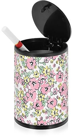 Kleine Blumen Aschenbecher für Zigaretten mit Deckel Geruchssicher Edelstahl Tragbar Rauchfrei Autozubehör Aschenbecher Auto für Auto Tasse
