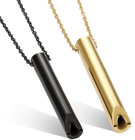 2 Pièces Colliers de Respiration Kit, Collier Respirant en Acier Inoxydable avec 2 Couleurs, Collier pour Exercices de Respiration, Femmes Hommes