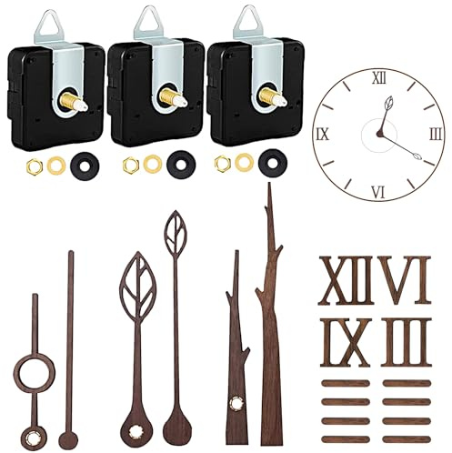 3 satz 22mm Schaft Uhrwerksmechanismus mit Händen und Ziffern, CNYMANY Austausch von Uhrenreparaturteilen Uhrwerk mit hohem Drehmoment und langer Welle mit 3 Paar Händen & 1 Römische Ziffernskala