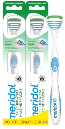 meridol Zungenreiniger SICHERER ATEM, 1 x 1 Stück - Zungenreiniger entfernt bakterielle Zungenbeläge & reinigt die Zunge sanft und effektiv (Packung mit 2)