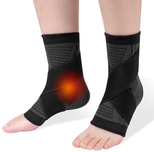 ACWOO Ankle Brace, 2 Pack Ankle Support for Ligament Damage and Sprained Ankle, Achilles Tendonitis Support, Plantar Fasciitis Support Strap for Heel Pain Relief, Ankle Support Brace for Women & Men