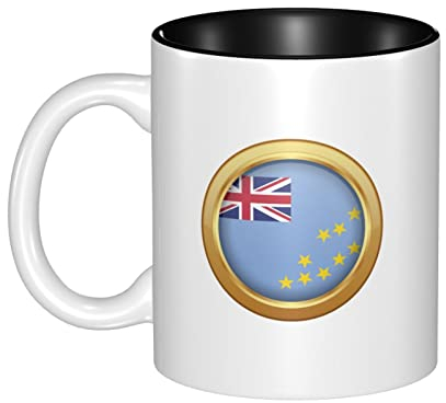 Tazza Personalizzata 330Ml Bandiera Del Disco D'Oro Di Tuvalu Tazza In Ceramica Con Manico Tazza Di Latte Personalizzata Tazza Da Caffè In Ceramica Per Ragazze, Amica, Natale