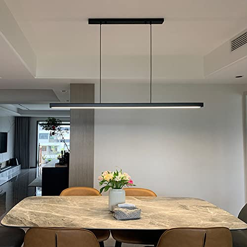 OJXIER Lámpara Colgante de Escritorio Lineal Regulable Moderna, 100/120/150 cm, luminaria Lineal Comercial para Oficina, iluminación suspendida Regulable para Escuela, Mercado, 150 cm, 60 W