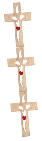 PRETYZOOM 3St rustikales Kreuzdekor Haken Boho- künstliche Pflanzen Wanddekoration mit christlichem Kreuz bürodeko büro Dekoration Desktop-Ornament stehendes Kreuz aus Holz hölzern